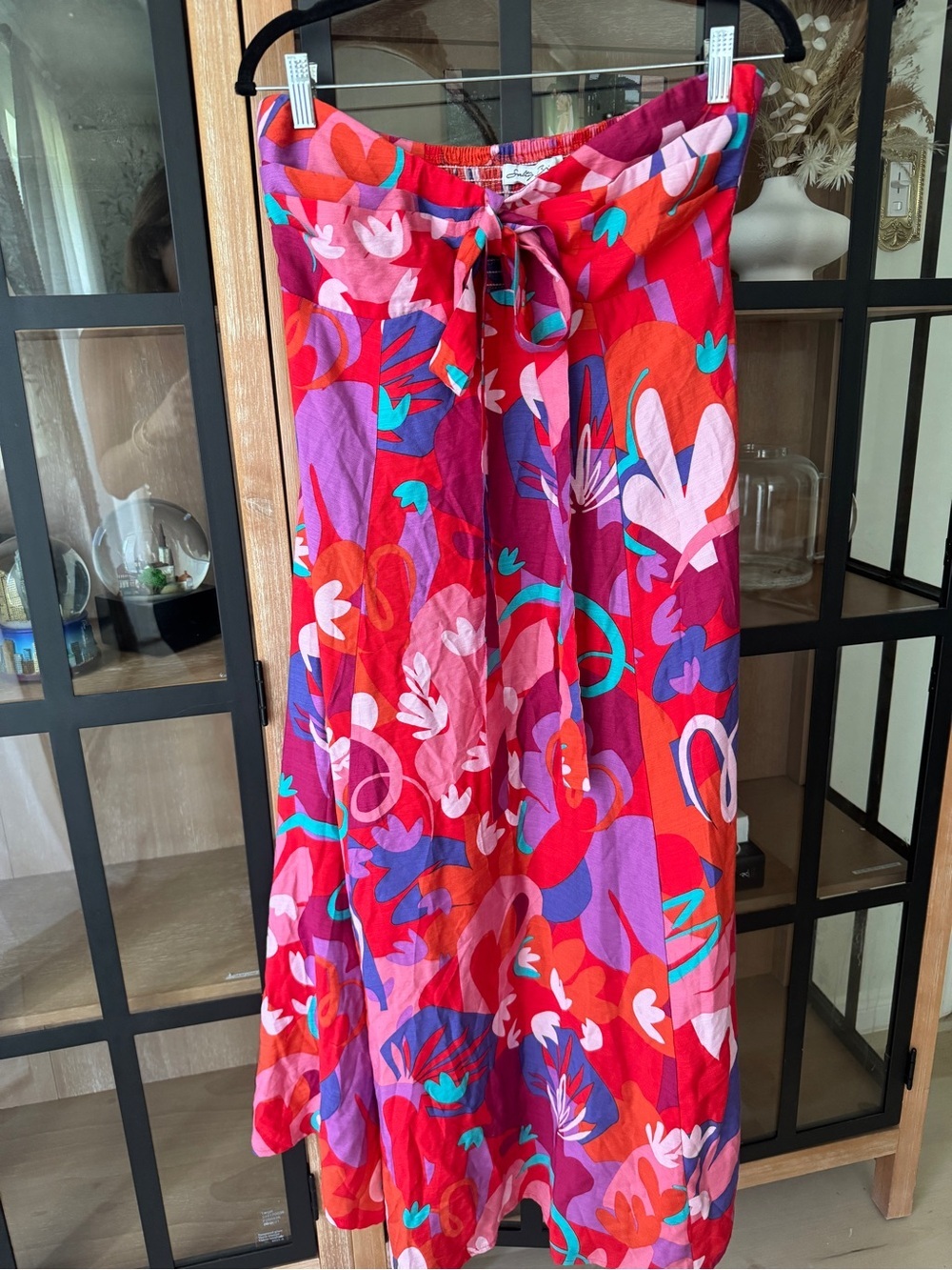 Halter Maxi Dress colorful tropical Strawberry Abstract print midi vacation - Picture 2 of 9